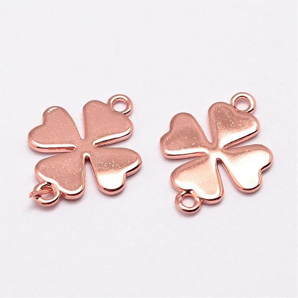 

PandaHall Brass Links connectors, Clover, Cadmium Free & Nickel Free & Lead Free, Real Rose Gold Plated, 16x12x1mm, Hole: 1.5mm Brass Clover