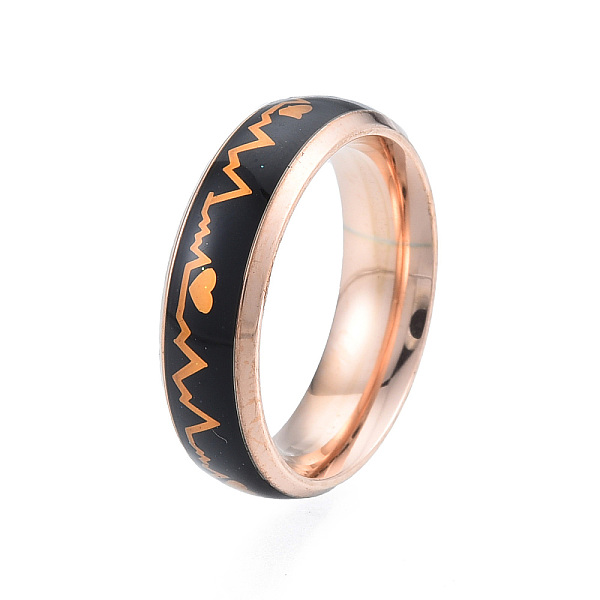 

PandaHall Heart Beat Mood Ring, Temperature Change Color Emotion Feeling 201 Stainless Steel Finger Ring for Women, Rose Gold, Inner...