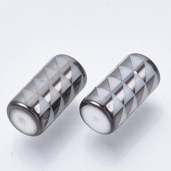 

PandaHall Electroplate Glass Beads, Column with Triangle Pattern, Gray, 20x10mm, Hole: 1.2mm, about 50pcs/bag Glass Others Gray