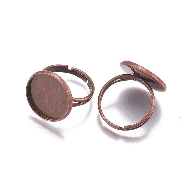 PandaHall Adjustable Brass Finger Rings Components, Pad Ring Base Findings, Flat Round, Red Copper, Tray: 16mm; 17mm Brass PandaHall Adjustable Brass Finger Rings Components, Pad Ring Base Findings, Flat Round, Red Copper, Tray: 16mm; 17mm Brass