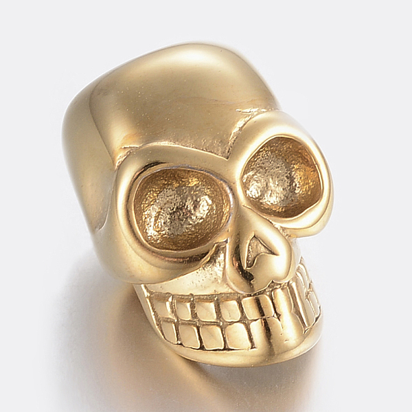 

PandaHall 304 Stainless Steel Beads Rhinestone Settings, Large Hole Beads, Skull Head, Golden, Fit for 5mm Rhinestone, 18x12x11mm, Hole: 6mm...
