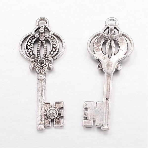 

PandaHall Tibetan Style Alloy Pendant Rhinestone Settings, Key, Cadmium Free & Lead Free, Antique Silver, 44x16x2mm, Hole: 2mm, Fit for 2mm...