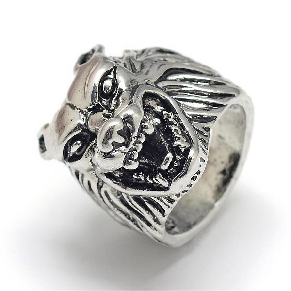 

PandaHall Alloy Finger Rings, Wide Band Rings, Chunky Rings, Wolf , Size 8, Antique Silver, 18mm Alloy