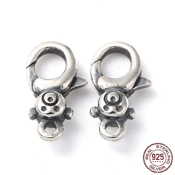 

PandaHall 925 Thailand Sterling Silver Lobster Claw Clasp Rhinestone Settings, with 925 Stamp, Bear, Antique Silver, Fit for 1.5mm...