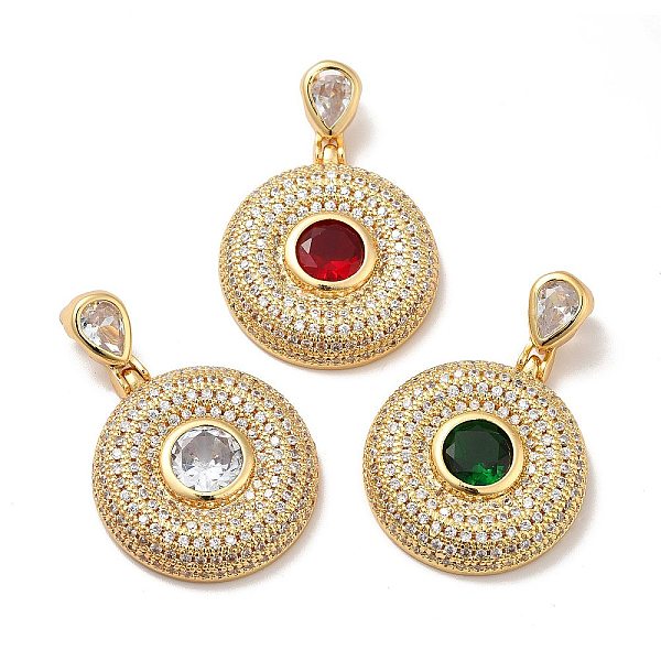 

PandaHall Brass Micro Pave Cubic Zirconia Pendants, Long-Lasting Plated, Real 18K Gold Plated, Flat Round, Mixed Color, 42.5mm, Hole: 8x4mm..., Multicolor