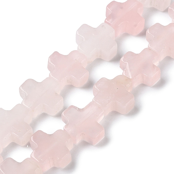 

PandaHall Natural Rose Quartz Beads Strands, Cross, 13~13.5x12.5~13.5x4~5mm, Hole: 1mm, about 18pcs/strand, 9.21''(23.4cm) Rose Quartz Cross