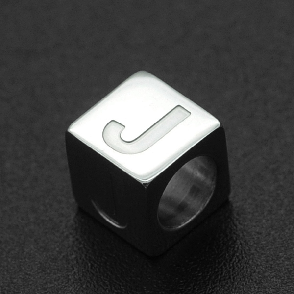 

PandaHall 201 Stainless Steel European Beads, Large Hole Beads, Horizontal Hole, Cube, Stainless Steel Color, Letter.J, 7x7x7mm, Hole: 5mm...