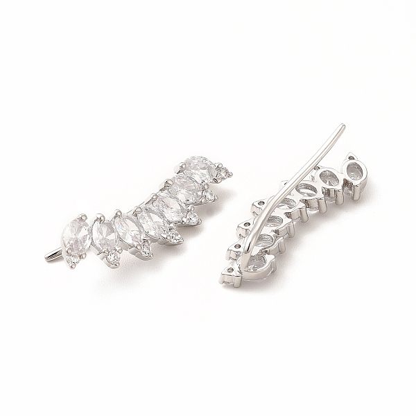 

PandaHall Brass Micro Pave Cubic Zirconia Stud Crawler Earrings, Leaf Climber Earrings for Women, Lead Free & Cadmium Free, Platinum...