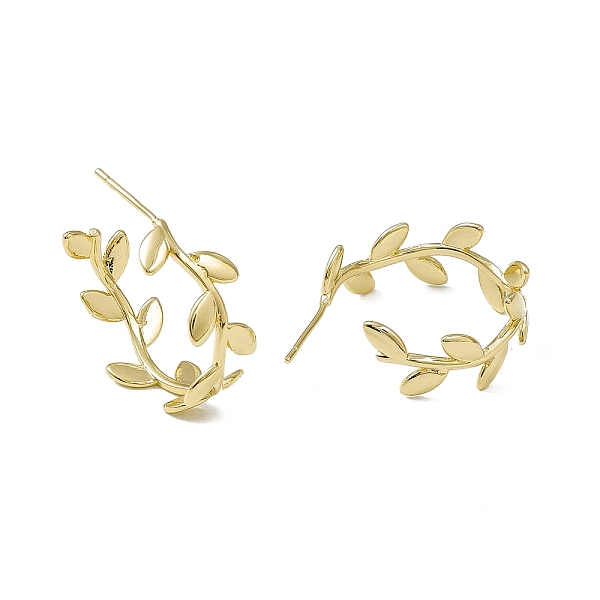 Rack Plating Brass Leaf Wrap Stud Earrings