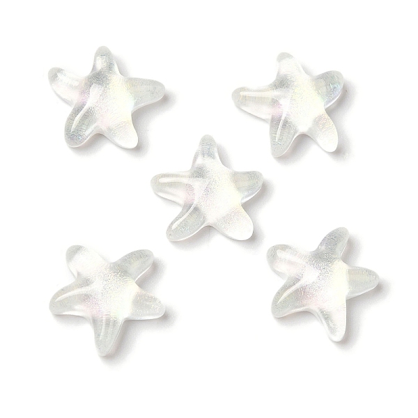 

PandaHall K9 Glass Cabochons, with Glitter Powder, Starfish, White, 10x10.4x3.6mm Glass Starfish White