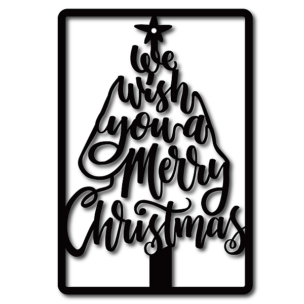 

PandaHall Iron Wall Decorations, with Screws, for Christmas, Rectangle with Word We Wish You A Merry Christmas, Electrophoresis Black...