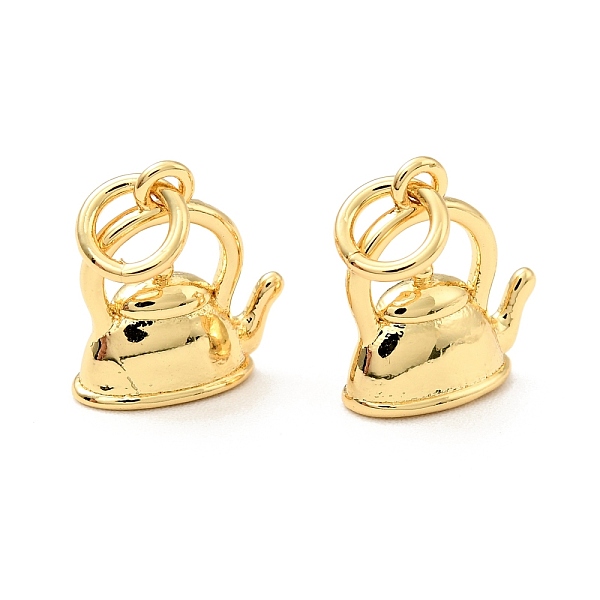 

PandaHall Brass Charms, with Jump Ring, Cadmium Free & Lead Free, Kettle, Real 18K Gold Plated, 11x9.5x4.5mm Brass Others