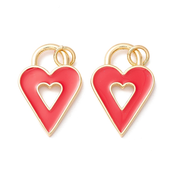 

PandaHall Rack Plating Brass Enamel Pendants, with Jump Ring, Cadmium Free & Nickel Free & Lead Free, Real 18K Gold Long-Lasting Plated..., Red