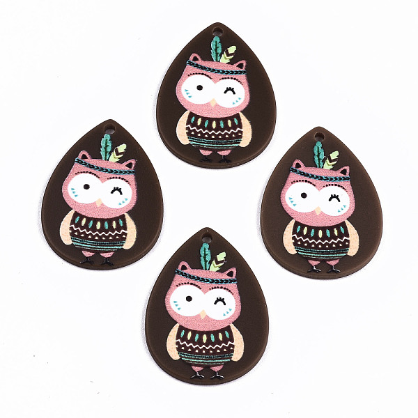 

PandaHall Opaque Acrylic Pendants, 3D Printed, Teardrop with Owl Pattern, Coconut Brown, 30x22.5x2mm, Hole: 1.8mm Acrylic Teardrop