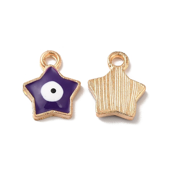 

PandaHall Alloy Enamel Charms, Light Gold, Star with Evil Eye Charm, Dark Orchid, 13x10x2.5mm, Hole: 1.8mm Alloy+Enamel Star