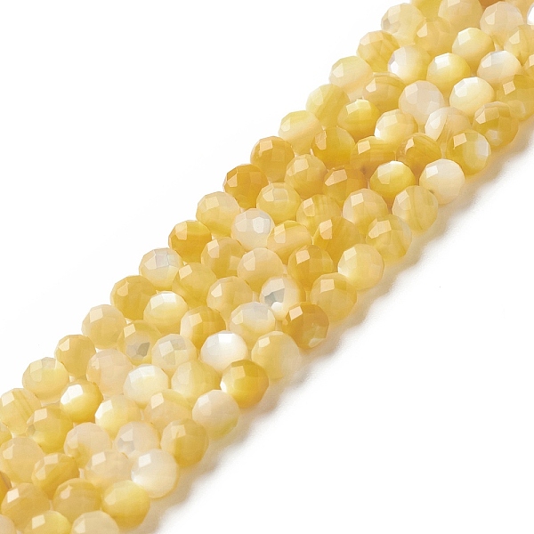 

PandaHall Natural Golden Yellow Shell Beads Strands, Faceted, Round, 4mm, Hole: 0.5mm, about 98pcs/strand, 15.55 inch(39.5cm) Yellow Shell...