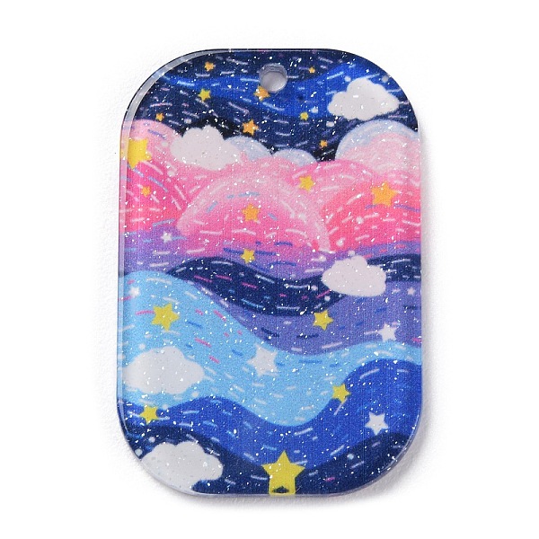 

PandaHall Acrylic Pendants, Rectangle with Star Pattern, Blue, 39.5x26x2mm, Hole: 2mm Acrylic Rectangle Blue