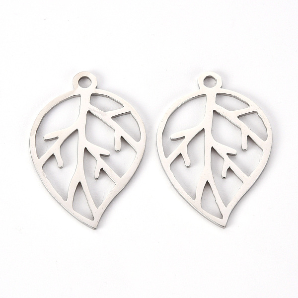 

PandaHall 201 Stainless Steel Pendants, Laser Cut, Leaf, Stainless Steel Color, 28.5x19.5x1mm, Hole: 2mm 201 Stainless Steel Leaf