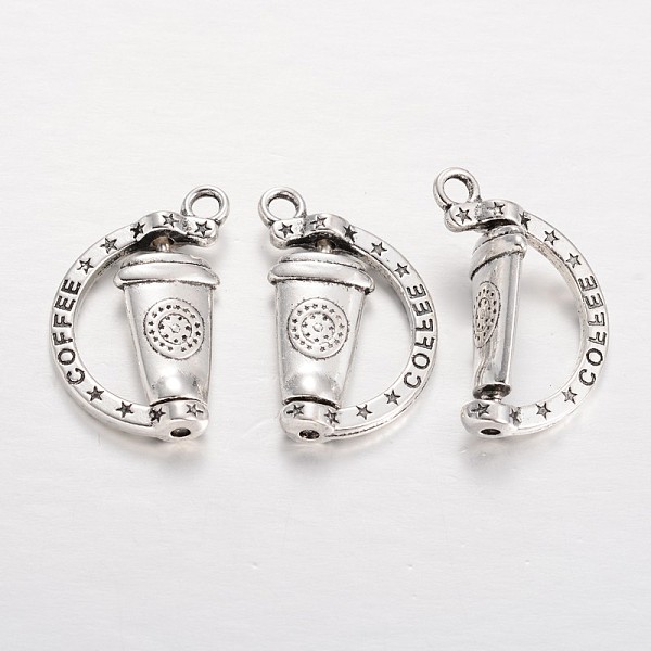 

PandaHall Alloy Coffee Cup Pendants, Waitress Charms, with Word Coffee, Rotatable Pendants, Cadmium Free & Lead Free, Waitress Charms...