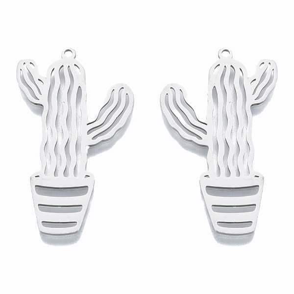 

PandaHall 201 Stainless Steel Pendants, Cactus, Stainless Steel Color, 38x23x1mm, Hole: 1.5mm 201 Stainless Steel Cactus
