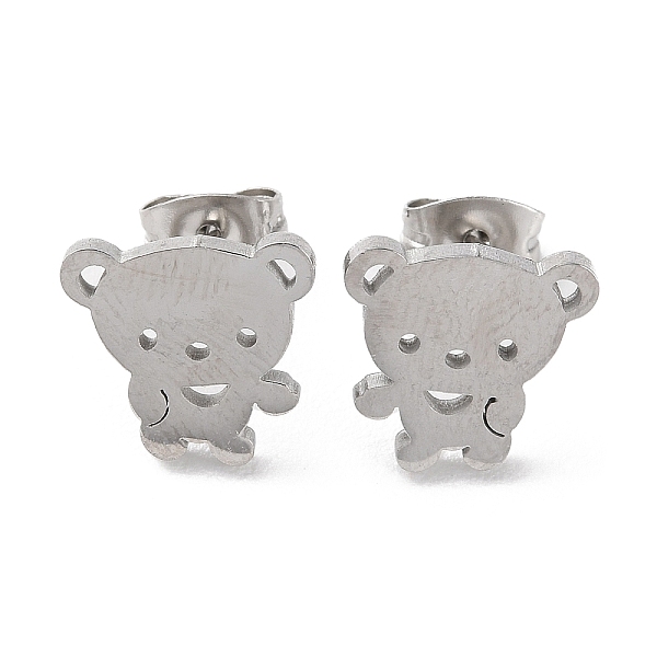 

PandaHall 304 Stainless Steel Stud Earrings, Bear, Stainless Steel Color, 10.5x11mm 304 Stainless Steel Bear