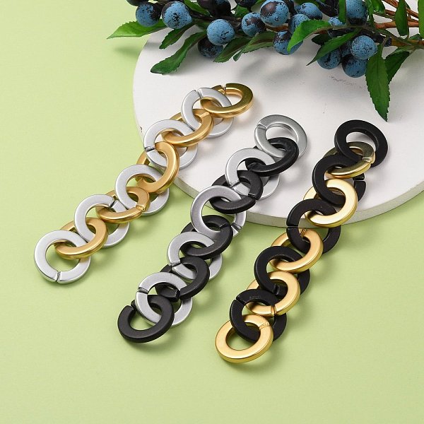 

PandaHall Handmade Opaque Spray Painted Acrylic Rolo Chains, Unwelded, Mixed Color, 31.5x4.5mm, 39.37 inch(1m)/strand, 3strands/set Acrylic..., Multicolor