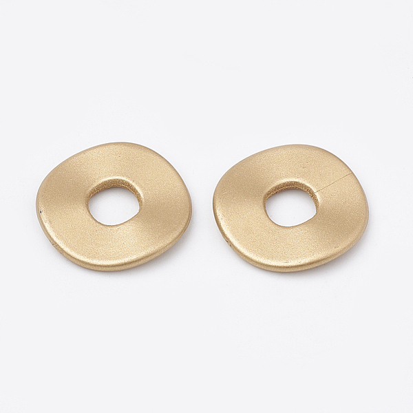 

PandaHall Spray Matte Painted Acrylic Bead Spacers, Goldenrod, 24.5x2mm, Hole: 8mm Acrylic Flat Round Gold