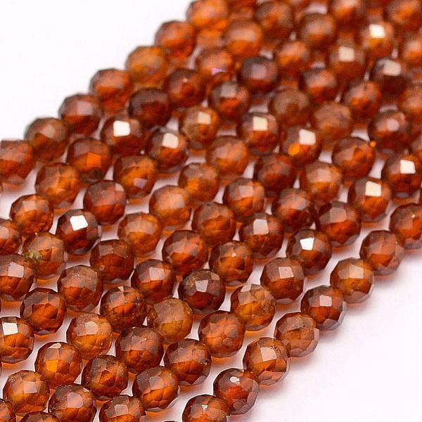 

PandaHall Natural Garnet Beads Strands, Faceted, Round, 3~3.5mm, Hole: 0.5mm, about 120pcs/strand, 15.7 inch(40cm) Garnet Round Orange