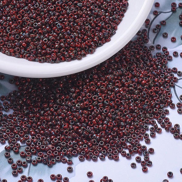 

PandaHall MIYUKI Round Rocailles Beads, Japanese Seed Beads, 11/0, (RR4513) Opaque Red Picasso, 2x1.3mm, Hole: 0.8mm, about 1111pcs/10g...