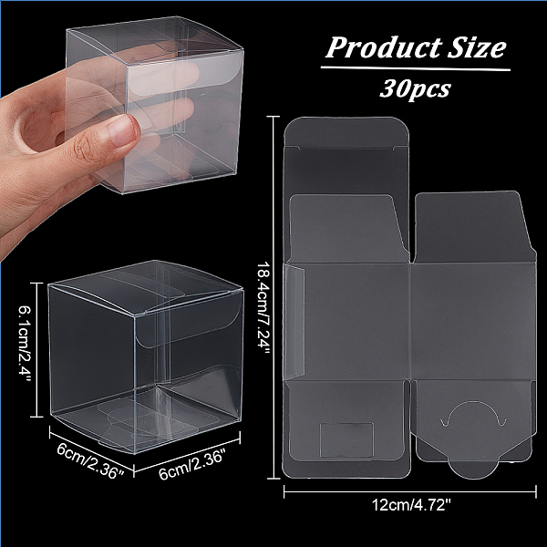 Nbeads 30 Pcs Carré Transparent En Plastique Pvc Boîte Cadeau Emballage