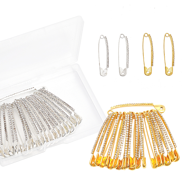 

PandaHall Globleland 40Pcs 2 Color Crystal Rhinestone Safety Pin Brooches, Alloy Sweater Shawl Clips for Women, Platinum & Golden...