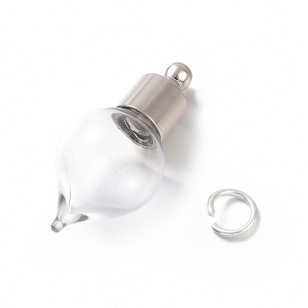 

PandaHall Glass Bottle Pendants, with Brass Findings, Openable Perfume Bottle, Refillable Bottles, Platinum & Silver, 30mm Glass Others