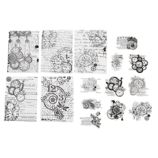 

PandaHall 30Pcs 15 Styles Clock Theme Scrapbook Paper Kits, Including Scrapbook Paper and Self-Adhesive Stickers, for DIY Album Scrapbook..., Multicolor