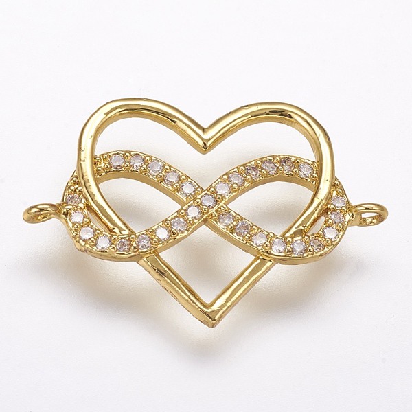 

PandaHall Brass Micro Pave Cubic Zirconia Links, Heart and Infinity, Polyamory Charm, Golden, 15x22.5x2mm, Hole: 1mm Brass+Cubic Zirconia...
