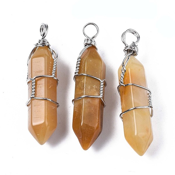 

PandaHall Natural Topaz Jade Big Pendants, with Platinum Brass Findings, Hexagonal Prisms, 44.5~52x10~11x9.5~10.5mm, Hole: 4x7mm Topaz Jade...