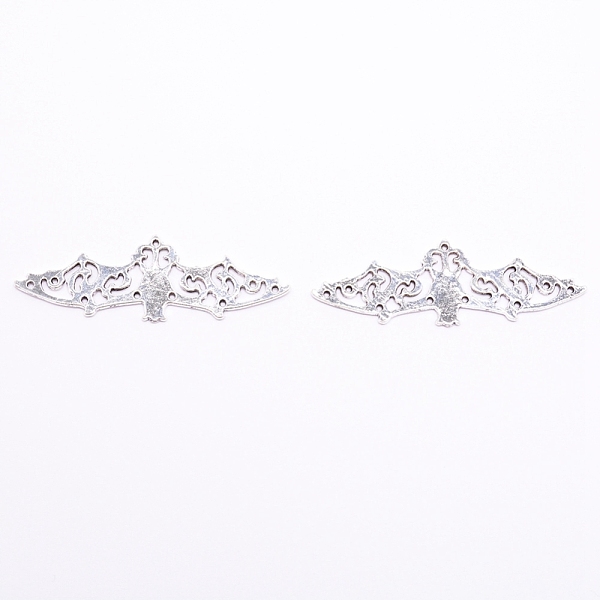

PandaHall Alloy Filigree Joiners Links, Cadmium Free & Lead Free, Bat, Antique Silver, 56x19x1.5mm, Hole: 1mm Alloy Bat