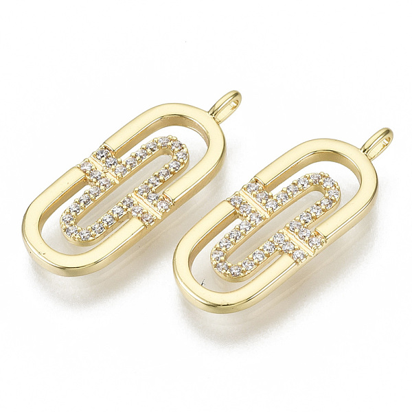 

PandaHall Brass Micro Pave Cubic Zirconia Pendants, Nickel Free, Paperclip, Clear, Real 18K Gold Plated, 22x8.5x2mm, Hole: 1mm Brass+Cubic...