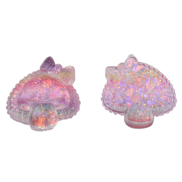 

PandaHall Transparent Epoxy Resin Cabochons, with Paillettes, Mushroom, Flamingo, 22.5x22x8mm Epoxy Resin Mushroom Pink