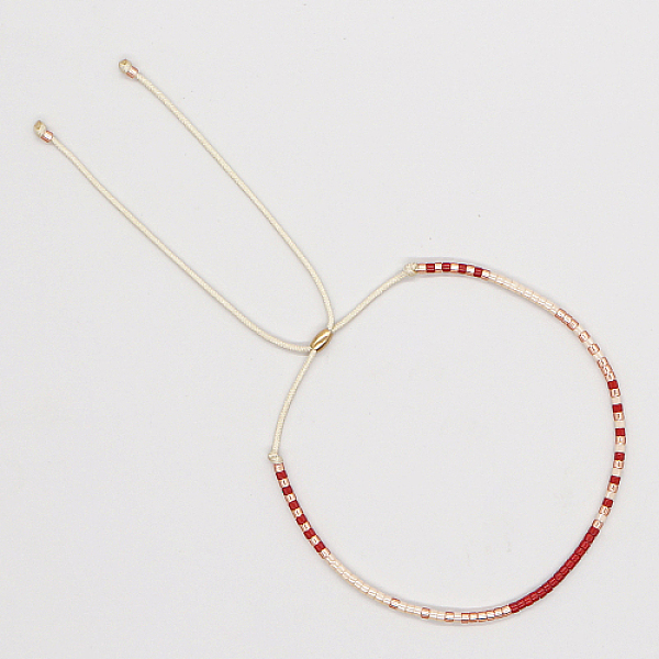 

PandaHall Glass Seed Braided Bead Bracelet, Adjustable Bracelet, Red, No Size Glass Red