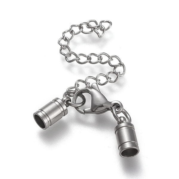 

PandaHall 304 Stainless Steel Chain Extender, with Cord Ends, Curb Chains and Lobster Claw Clasps, Stainless Steel Color, 37mm long, Cord...