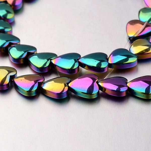 

PandaHall Electroplate Non-magnetic Synthetic Hematite Bead Strands, Heart, Multi-color Plated, 8x8x3mm, Hole: 0.7mm, about 55pcs/strand...