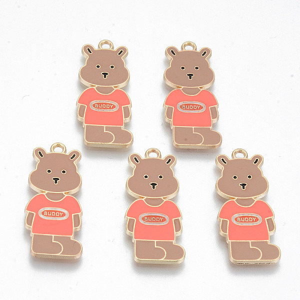 

PandaHall Alloy Enamel Pendants, Cadmium Free & Lead Free, Bear with Word Buddy, Light Gold, Peru, 31.5x13.5x1.5mm, Hole: 1.8mm Alloy+Enamel..., Brown