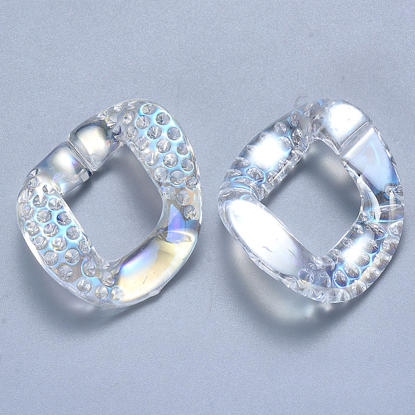 

PandaHall Transparent Acrylic Linking Rings Rhinestone Settings, Quick Link Connectors, AB Color Plated, Twist, Clear AB, Fit for 2mm..., White