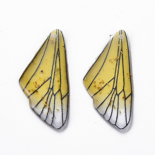 

PandaHall Transparent Resin Pendants, with Gold Foil, Insects Wing, Champagne Yellow, 24.5x11.5x2mm, Hole: 1mm Resin Wing