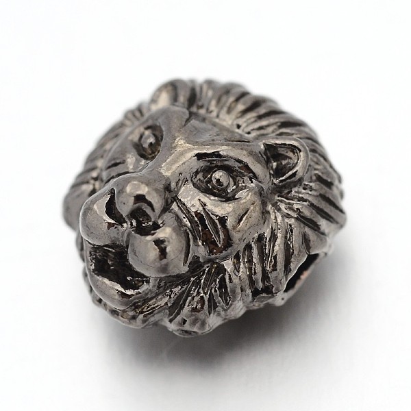 

PandaHall Tibetan Style Alloy Lion Head Beads, Gunmetal, 12x13x9.5mm, Hole: 2mm Alloy Lion