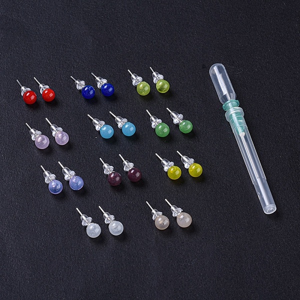 

PandaHall Round Lampwork Ball Stud Earrings, with Platinum Plated Brass Findings, Plastic Dropper and Ear Nuts, Mixed Color, 17.5mm, Pin..., Multicolor