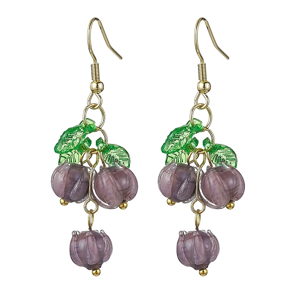 

PandaHall Flower Glass Dangle Earrings, Acrylic Cluster Earrings with 304 Stainless Steel Earring Pins, Rosy Brown, 52.5x20mm Glass Flower