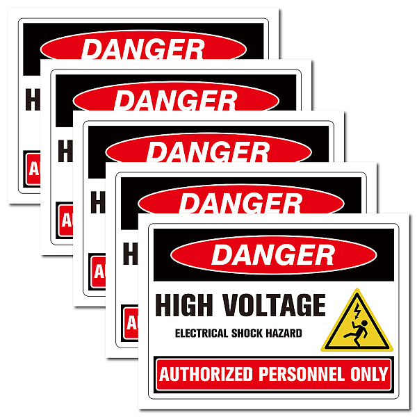 

PandaHall CRASPIRE 5Pcs Warning Sign Stickers "HIGH VOLTAGE" Danger Sign Vinyl PVC Rectangle Self Adhesive Waterproof Symbol Stickers Decals...