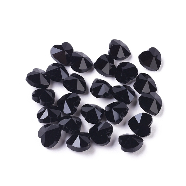

PandaHall Transparent Glass Beads, Faceted, Heart, Black, 10x10x7mm, Hole: 1~1.2mm Glass Heart Black