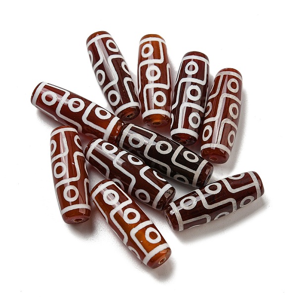 

PandaHall Tibetan Style dZi Beads Strands, Natural Dyed Agate Beads, Rice, Red, 9-Eye, 30x10mm, Hole: 2mm Tibetan Agate Rice Red